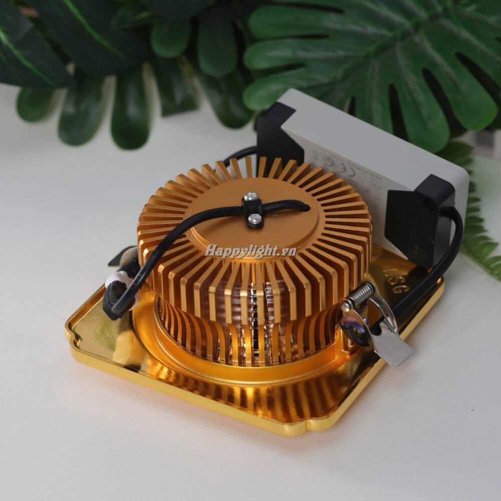 Đèn âm trần đồng vuông hoa sen mạ vàng công nghiệp cao cấp AD 09 3 den led am tran hk09 2