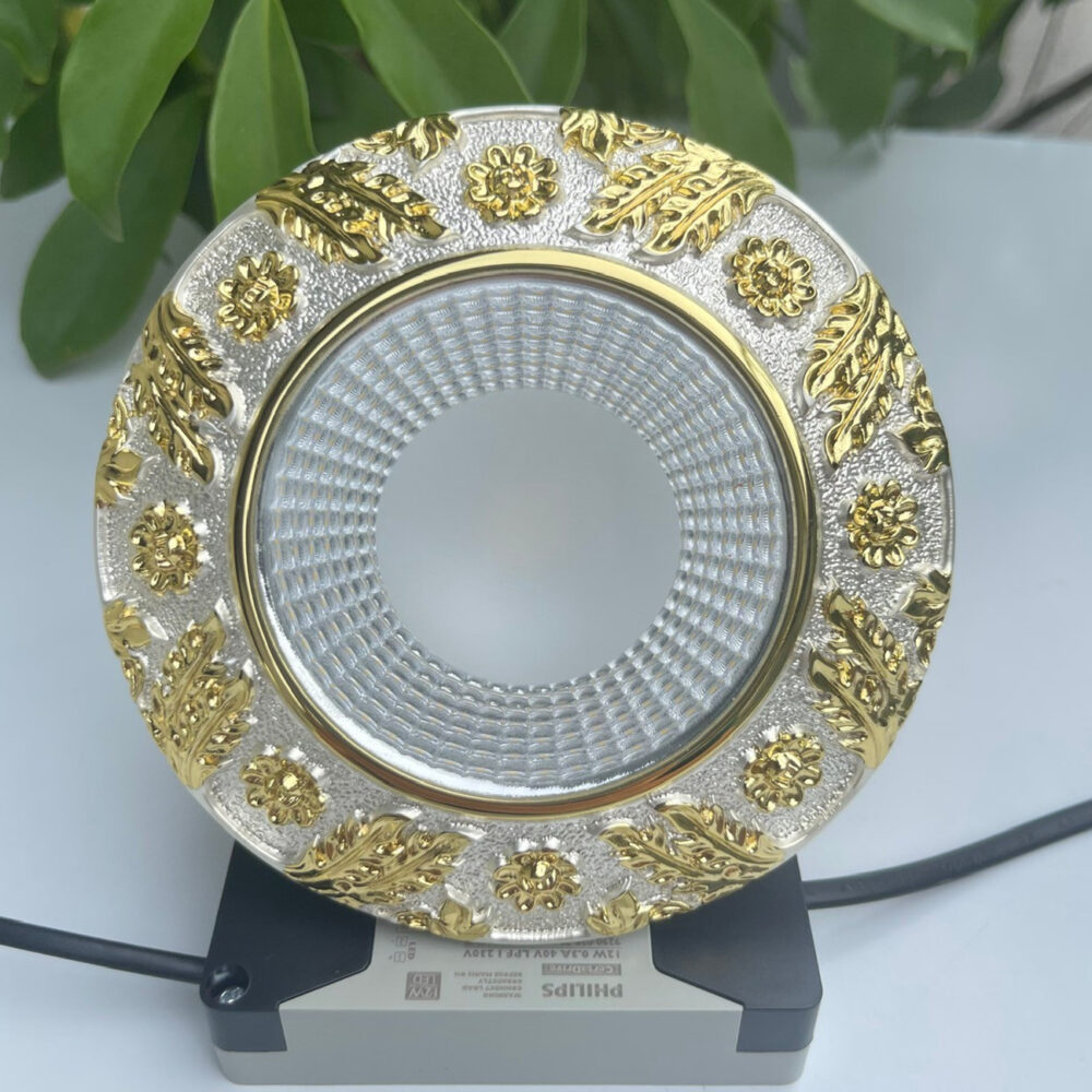 Đèn âm trần đồng lá lúa trắng vàng AD-25