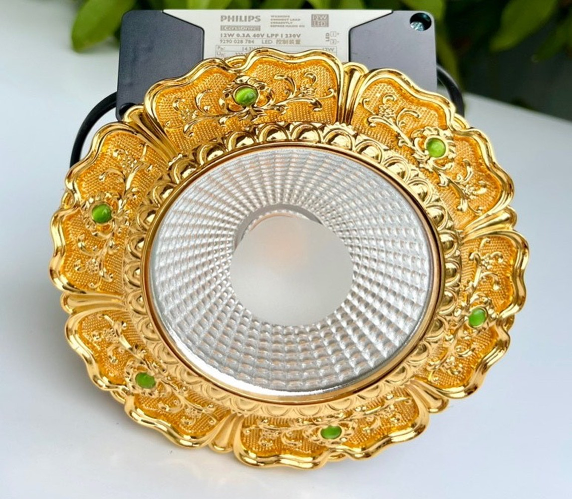 Đèn âm trần đồng đính đá mạ vàng công nghiệp AD-43 1 Đèn âm trần đồng đính đá mạ vàng công nghiệp AD-43