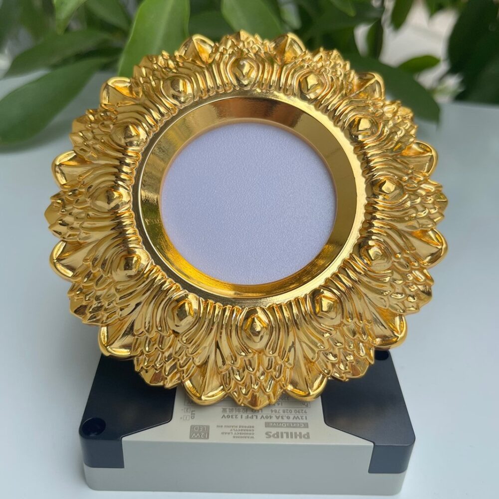 Đèn âm trần đồng hoa văn lá cây mạ vàng công nghiệp AD-15
