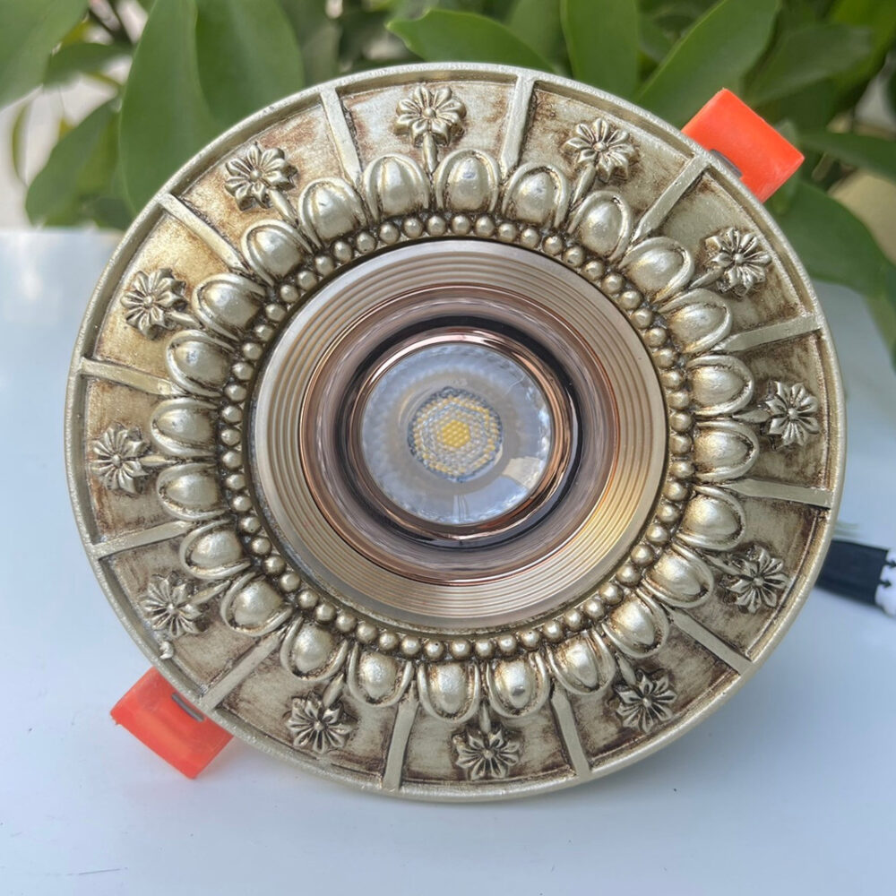 Đèn âm trần mặt đá hoa văn màu đồng MD-05